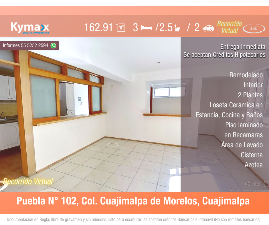 Excelente Casa 162.91 m2 Col. Cuajimalpa de Morelos, Cuajimalpa