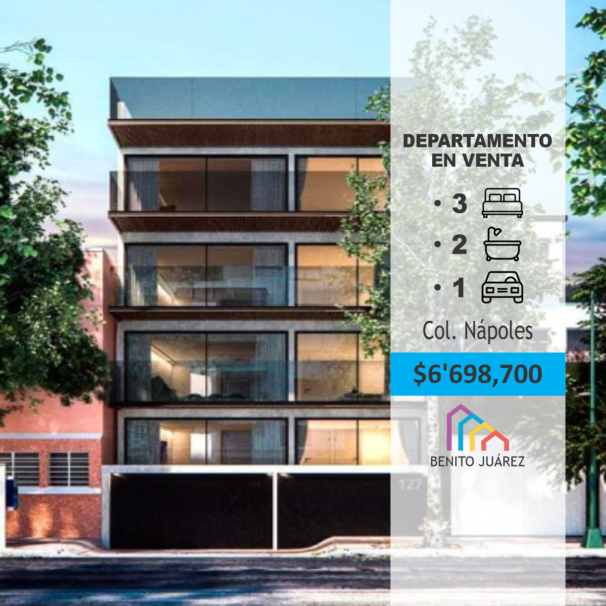 Venta Departamento Desarrollo Chicago 127, Nápoles